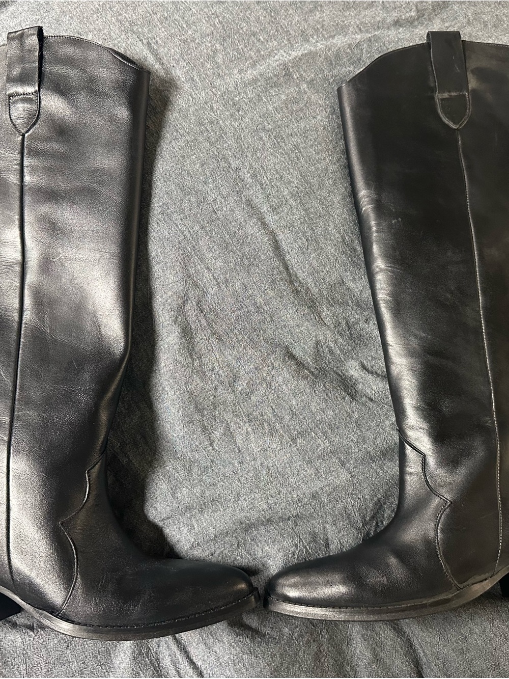 Anthropologie Black Leather Knee-High Heeled Boots